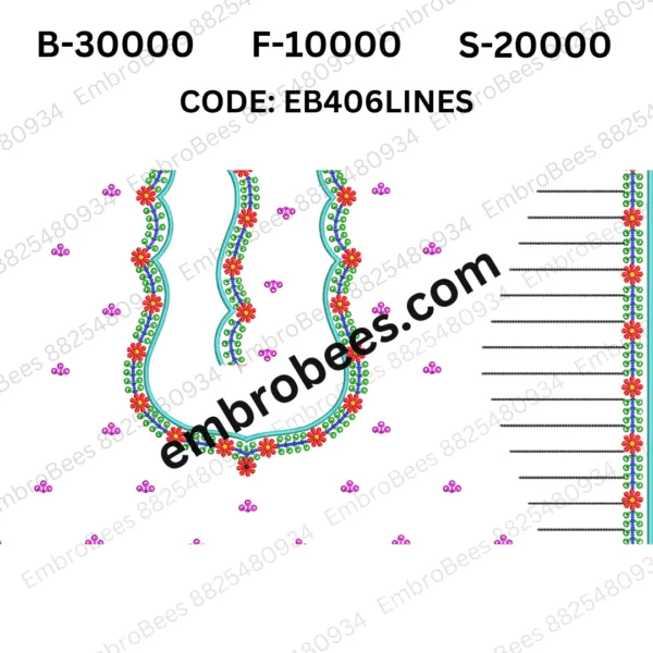 Stylish Linear Embroidery for Blouses - EB406LINES