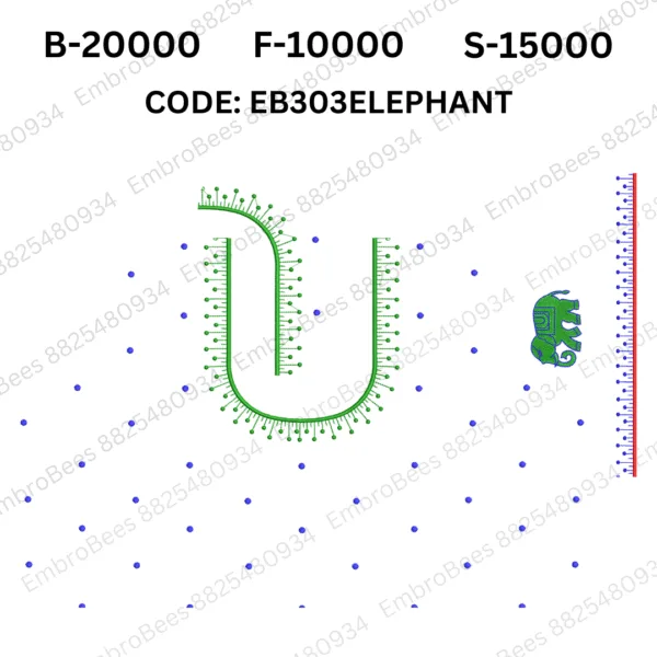 Charming Elephant Embroidery Design - EB303ELEPHANT