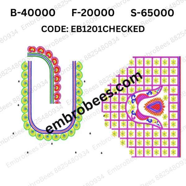 Checked Pattern Blouse Embroidery - EB1201CHECKED