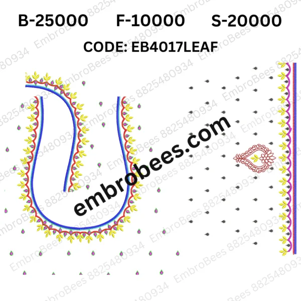 Intricate Leaf Embroidery Design for Blouses - EB4017LEAF
