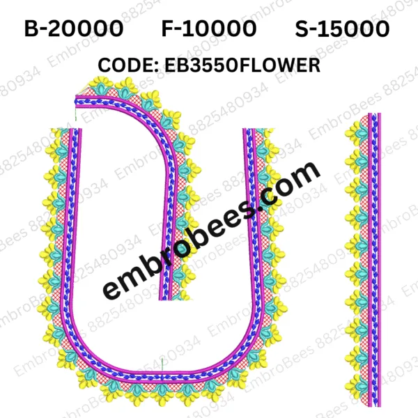 Vibrant Floral Blouse Embroidery Pattern - EB3550FLOWER