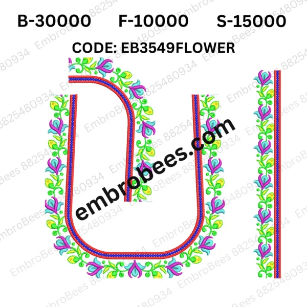 Vibrant Floral Embroidery for Blouses - EB3549FLOWER