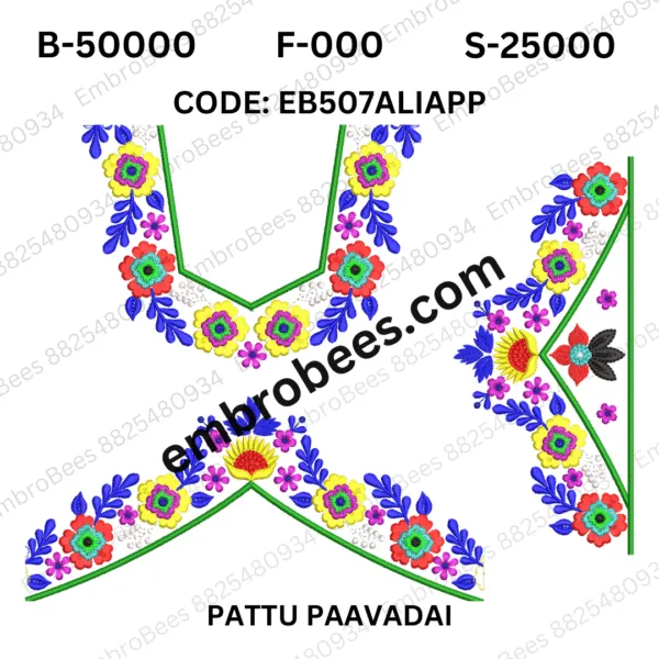 Traditional Pattu Pavadai Embroidery Design - EB507pattupavadai