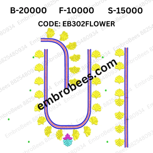 Simple Flower Motif Blouse Embroidery - EB302FLOWER