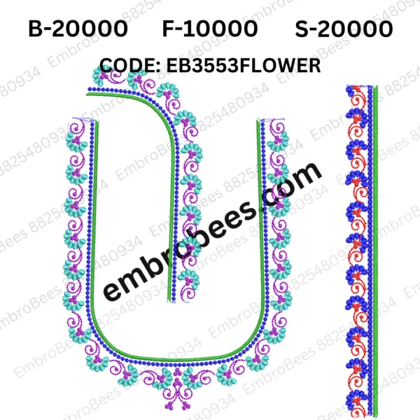 Elegant Floral Branch Embroidery - EB3553FLOWER