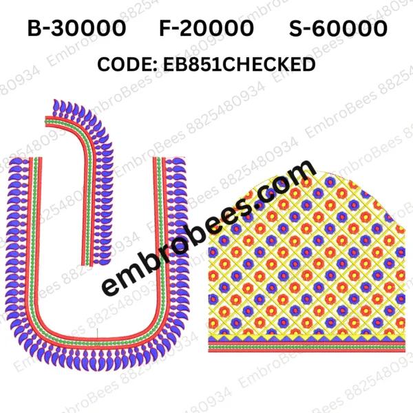 Modern Checked Geometric Embroidery - EB851CHECKED