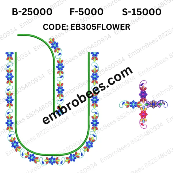 Charming Flower Blouse Embroidery - EB305FLOWER