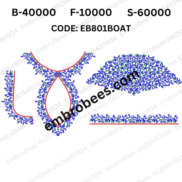 Classic Boat Motif Embroidery - EB801BOAT