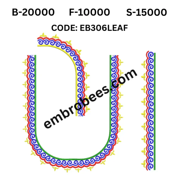 Stylized Leaf Embroidery for Blouses - EB306LEAF