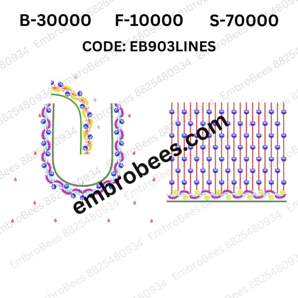 Bold Abstract Lines Blouse Embroidery - EB903LINES