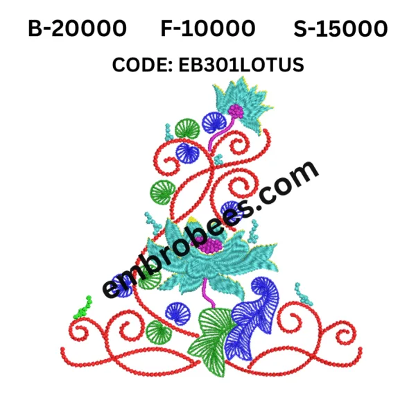 Sacred Lotus Blouse Embroidery Design - EB301LOTUS