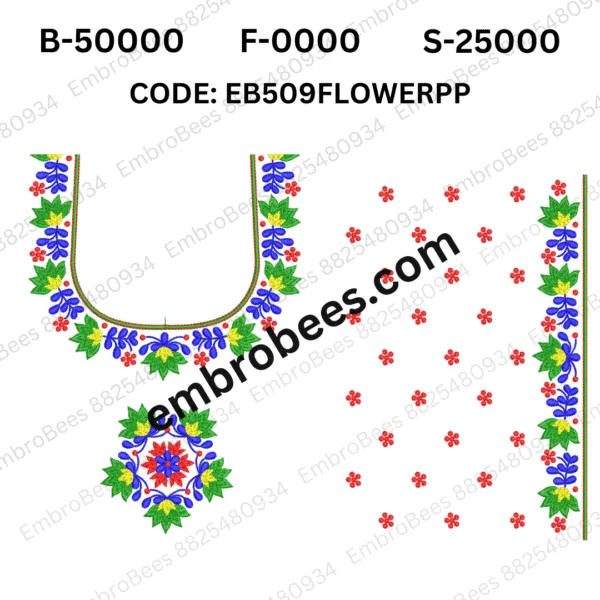Floral Embroidery for Pattu Pavadai Skirts - EB509FLOWERPP