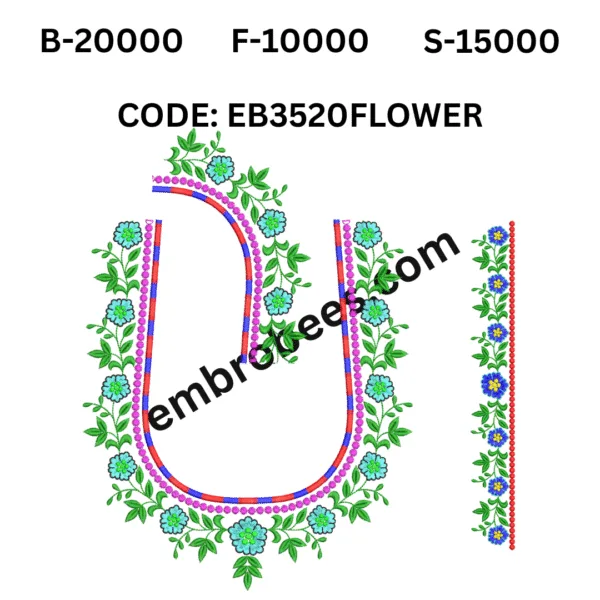 Modern Floral Embroidery for Blouses - EB3520FLOWER