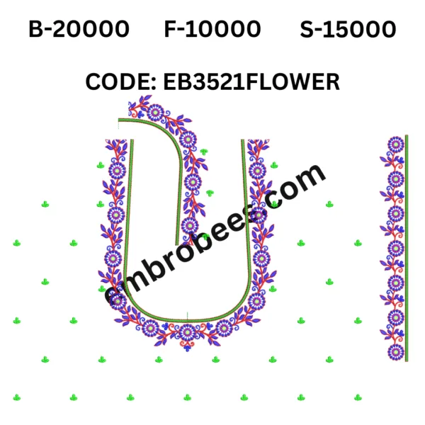 Charming Flower Blouse Embroidery Pattern - EB3521FLOWER