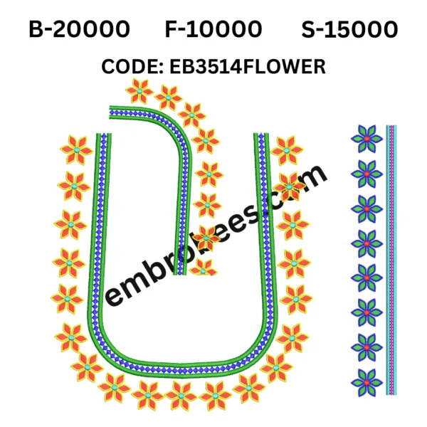 Vibrant Floral Embroidery for Blouses - EB3514FLOWER
