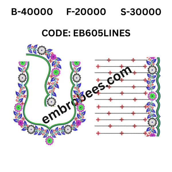 Modern Lines Embroidery for Blouses - EB605LINES