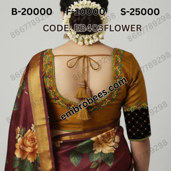 Classic Floral Embroidery for Blouses - EB403FLOWER