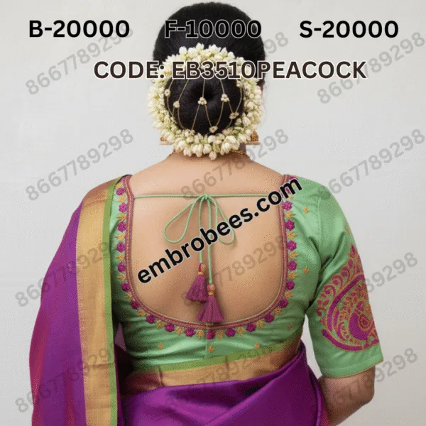 Majestic Peacock Blouse Embroidery - EB3510PEACOCK