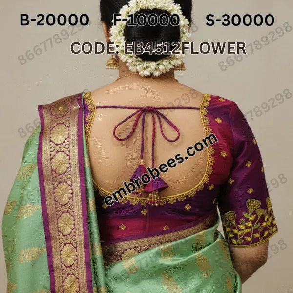 Elegant Floral Blouse Embroidery Pattern - EB4512FLOWER