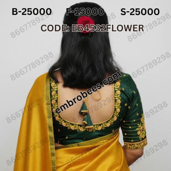 Elegant Floral Spray Blouse Embroidery - EB4532FLOWER