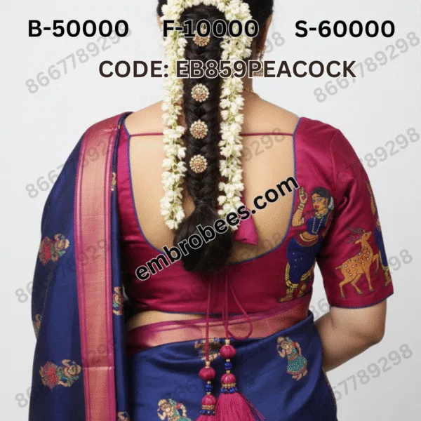 Royal Peacock Feather Blouse Design - EB859PEACOCK