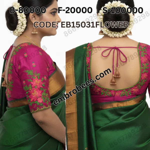 Premium Floral Vine Blouse Embroidery - EB15031FLOWER