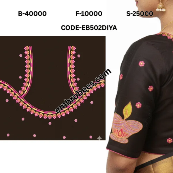 Elegant Diya Blouse Embroidery Pattern - EB502DIYA