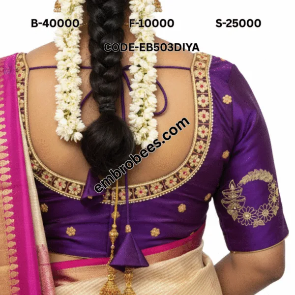 Artistic Diya Embroidery Design for Blouses - EB503DIYA
