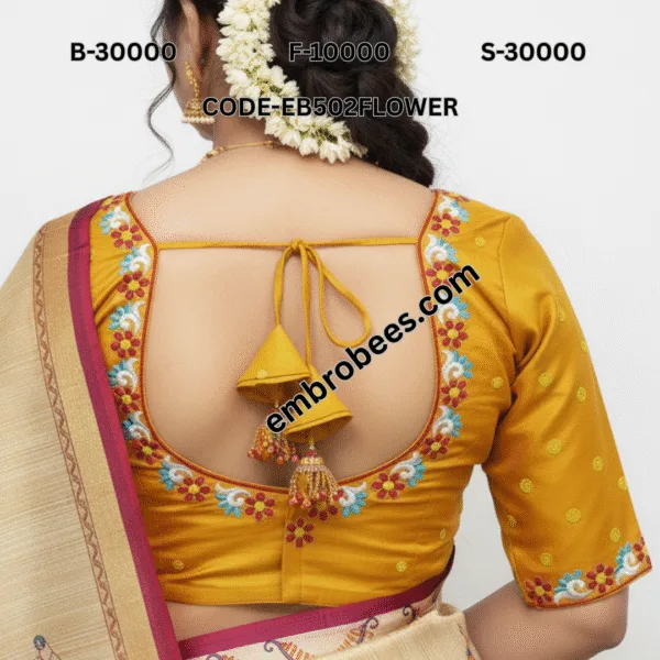 Elegant Floral Motif for Blouses - EB502FLOWER